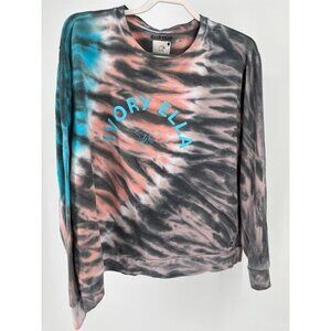 Ivory Ella Comfy Tie Die Sweatshirt Size Medium, Blue, Pink, Grey